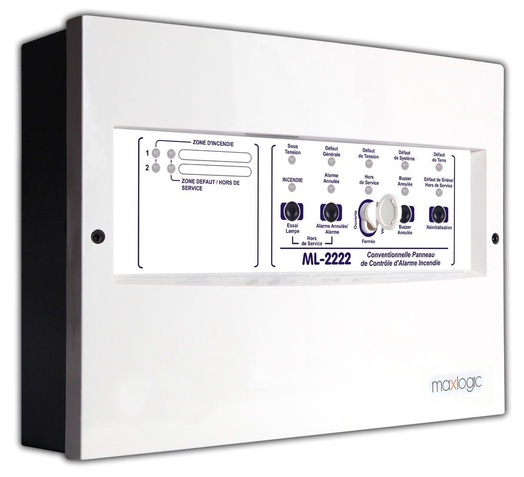 Maxlogic Conventional systems fire alarm control panel, 2 Zone